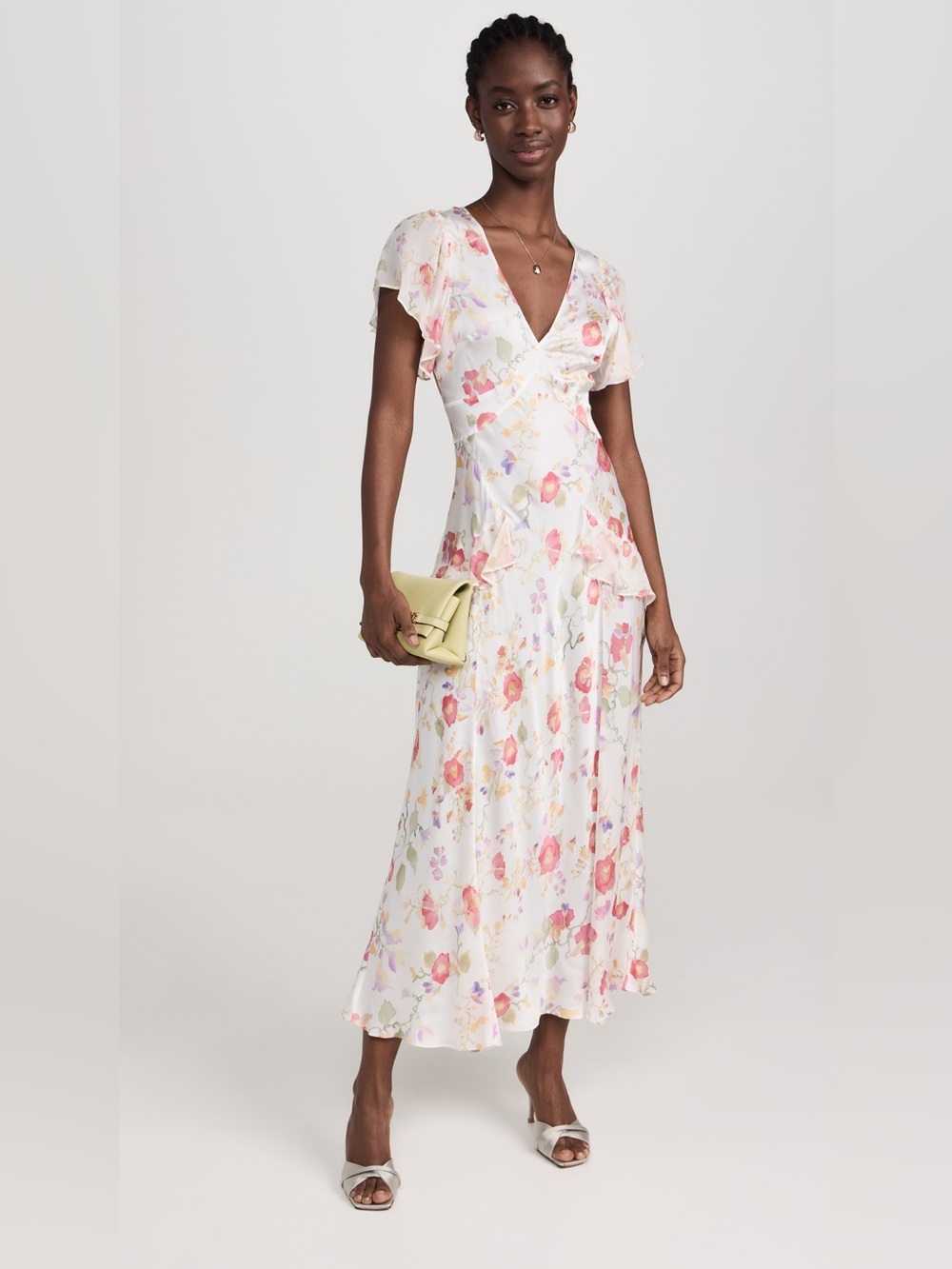 RIXO Evie Dress Ivory Floral Maxi Dress Size 14
